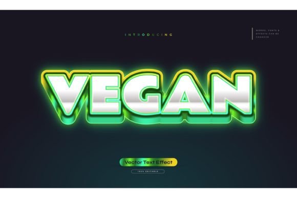 Download 3D Green Vegan Text with Glow Effect - Glow effect Collection